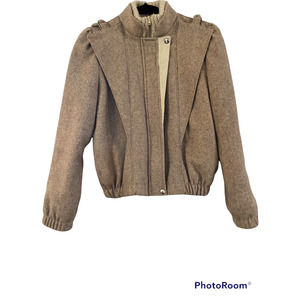 Women’s wool zip jacket Vintage tan camel